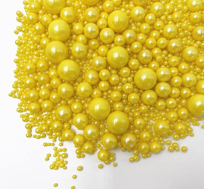 Sprinkles Edible Pearl Sugar Candy Cupcake Cake Topper 120g/ 4.2oz, Decorative Glitter Sprinkle Mix for Baking, Cake and Cookie Decorating (Yellow)