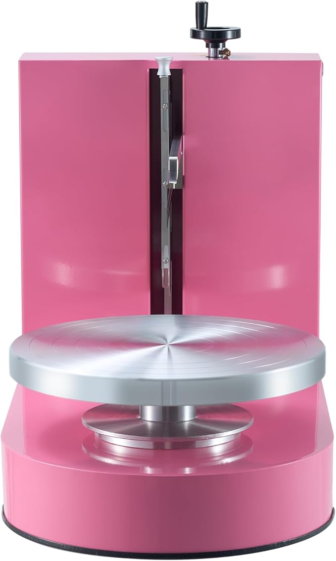 VEVOR Cake Decorating Machine, Cake Cream Spreading Coating Smearing Machine, Low Noise Cake Frosting Machine, Turntable with Adjustable Scraper, for 4" to 12" Cake, 25-320RPM Rotating Speed, Pink