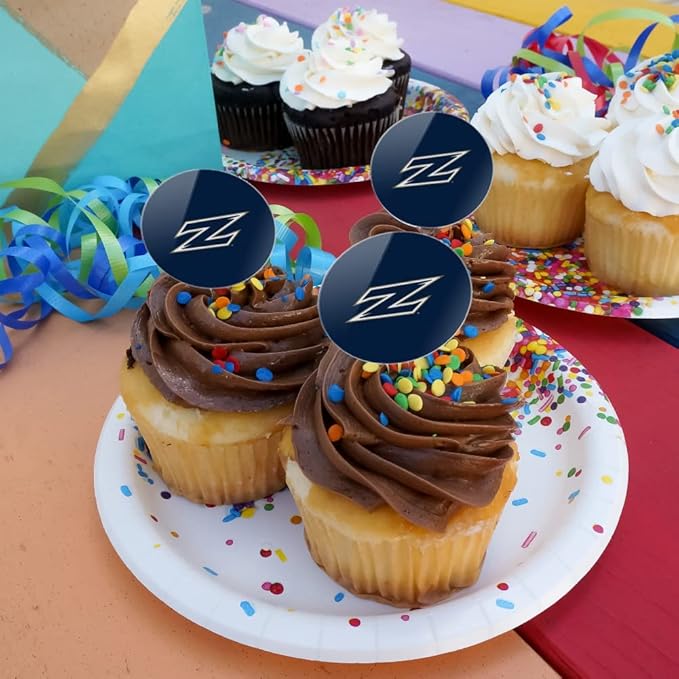 University of Akron Primary Cupcake Picks Toppers Decoration Set of 6
