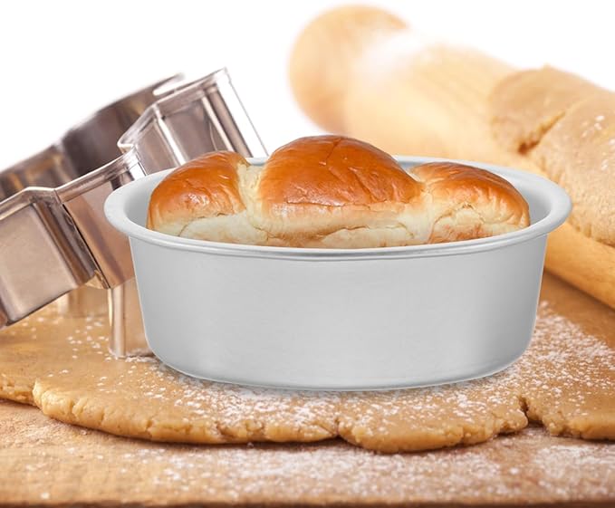 PRETYZOOM 4Pcs Oval Aluminum Alloy Cake Mold 4 Inch Nonstick Mini Baking Pans for Cheesecake Quiche Flan Bread Oven Use