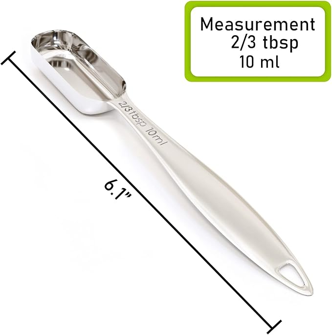 1PCS 2/3Tablespoon (2tsp, 10ml) Single Measuring Spoon, Individual Stainless Steel Long Handle Measure Teaspoon Only