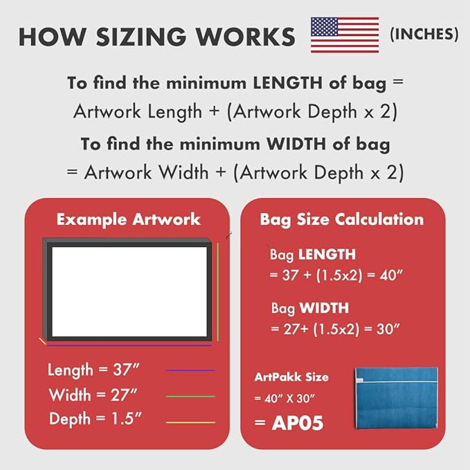 Art Bags (AP03-28" x 36 1/2") - Strong • Shock-Absorbent • Reusable • Non-Toxic • Waterproof • Acid-Free Lining - Long-Term Art Storage + Shipping + Protection Solution (Colour May Vary)