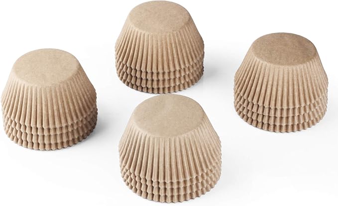 Caperci Standard Natural Cupcake Liners 500 Count, No Smell, Grease-Proof Paper Muffin Liners, Food-grade Baking Cups for Cupcakes, Muffins, Nuts