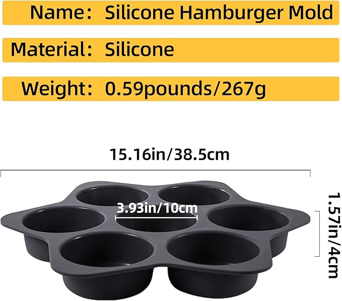 7-cavity Silicone Hamburger Bun Pan, Nonstick Loaf Pan & Heat Resistant Burger Bun Pans for Baking, Bread Pans for Homemade Bread, Bread pans for baking, Easy to Use Burger Pan