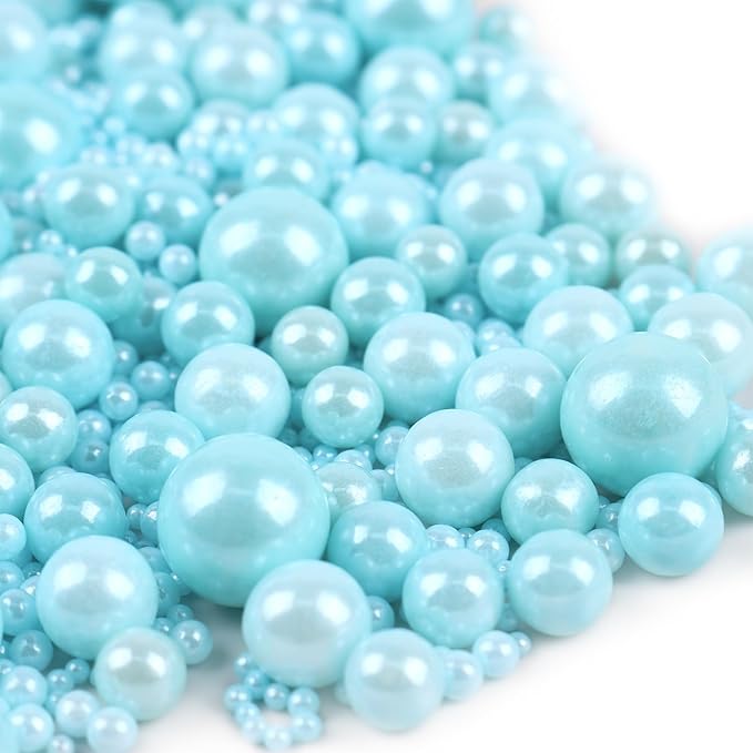 Blue Sprinkles for Cake Decorating 3.5 Ounces, Edible Sugar Pearls Mixing Sizes for Cupcake Topper, Cookies, Ice Cream Toppings Cake Decorations for Party Celebrations