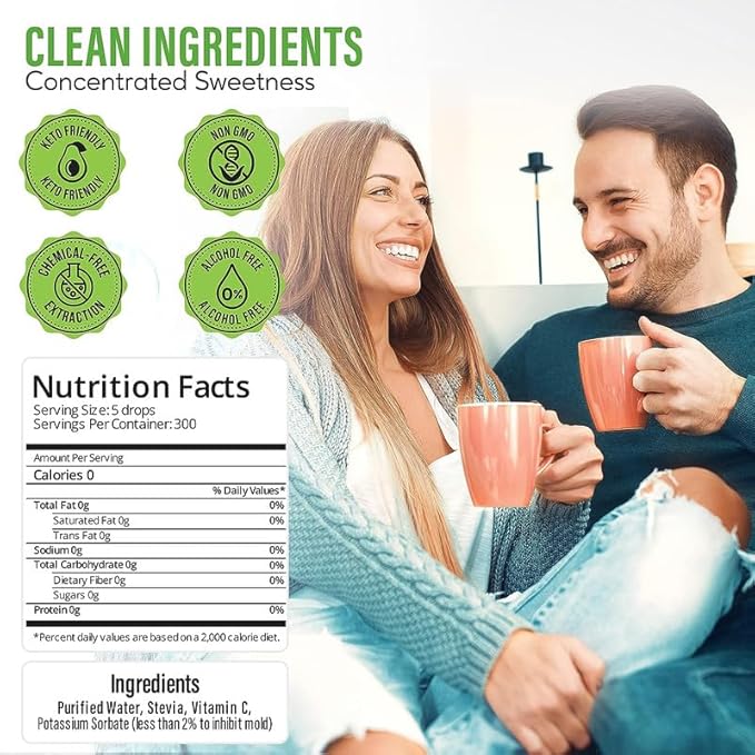 Stevia Select Liquid Stevia Drops - Zero Calorie Sweetener - All Natural Stevia Extract Sweetener Stevia Drops Sweetener Keto Sugar Substitute 2 Oz (2 Pack)