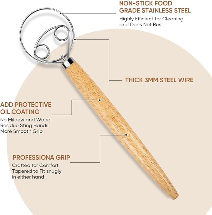 Danish Bread Whisk & Dough Whisk Kit - Professional Lame Bread Tool with 5 Blades, Dough Scraper Cutter, Storage Case - Ultimate Bread Making Tools for Baking Artisan Loaves