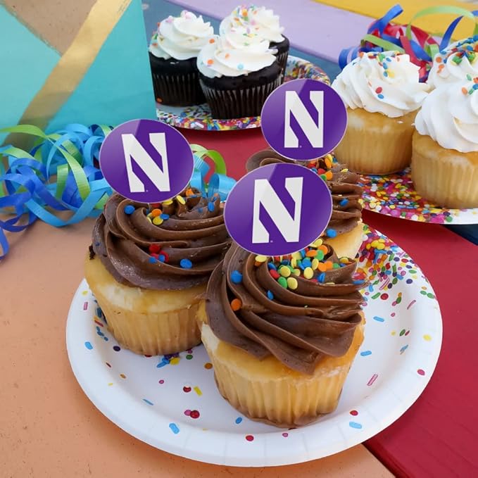 GRAPHICS & MORE Northwestern University Primary Logo Cupcake Picks Toppers Decoration Set of 6