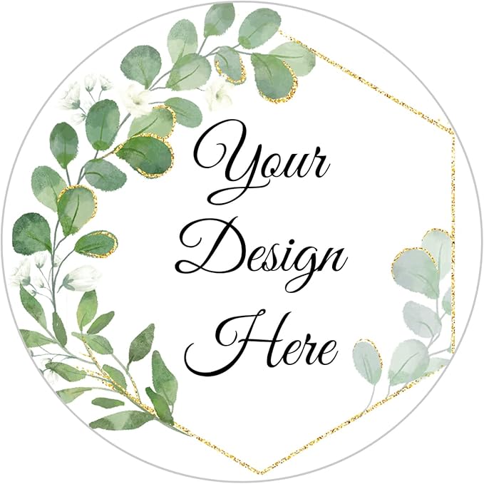 100-500 Pack Personalized Stickers Labels Floral Round Custom Labels with Your own Business Logo for Favors Wedding Birthday Party Baby Shower(Design 16)