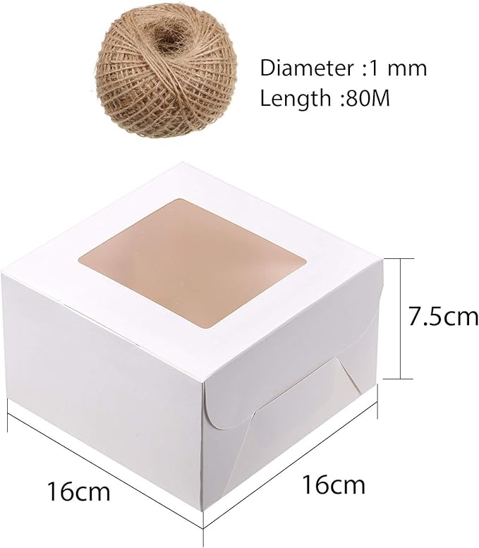 50 Pieces Bakery Box with Window Cookie Boxes Mini Kraft Boxes Gift for Pastries, Candy, Pie, Cupcakes, Soap Packaging for Homemade Soap(White,6.3 x 6.3 x 3 Inch)