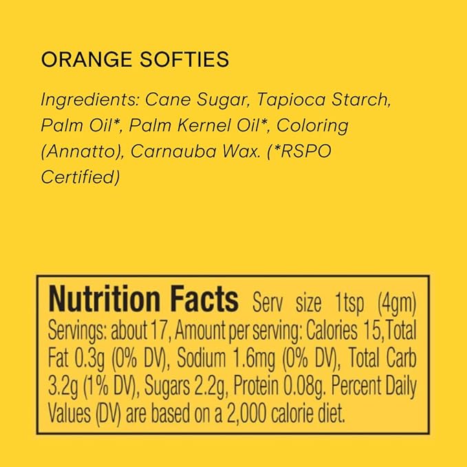 Supernatural Orange Softies Sprinkles - Dye Free, Natural, Vegan, Kosher, Gluten Free, Organic Ingredients, 16oz