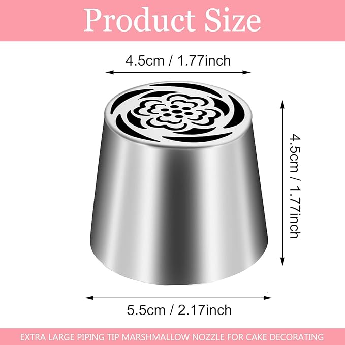 Russian Piping Tip, Stainless Steel Extra Large Piping Tip for Cake Decorating, Pastry Cupcake Flower Frosting Piping Kit Cake Decorating Supplies Floral Icing Nozzles Kitchen Gadgets, SL44
