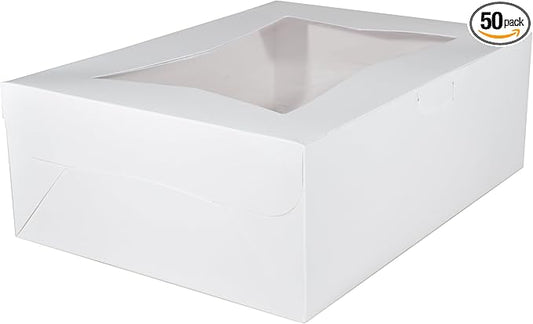 Southern Champion Tray 23143 Paperboard White Lock Corner Window Bakery Box, 19" Length x 14" Width x 6-1/2" Height (Case of 50)