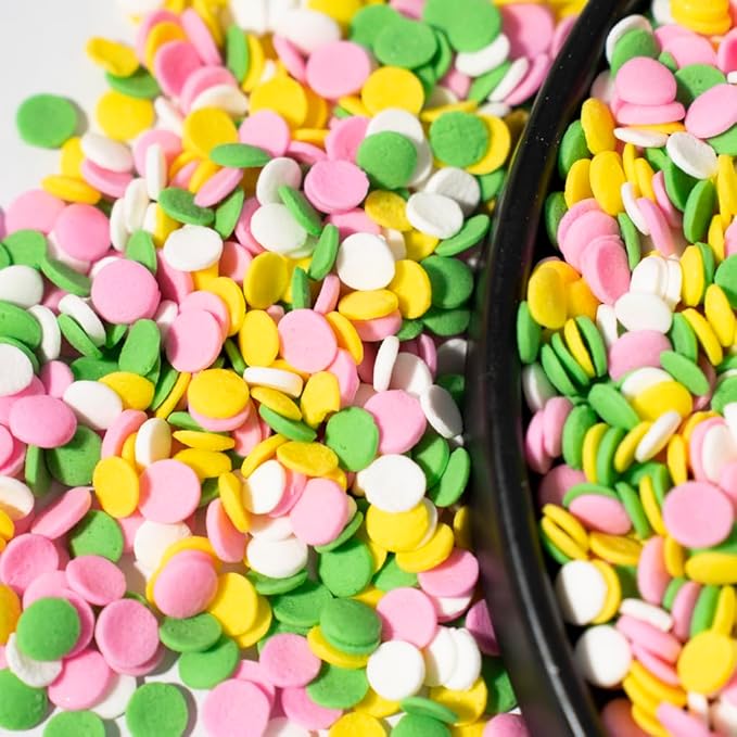 NIPEOR Rainbow Sprinkles Confetti Sprinkles 3.53oz/100gEdible Sprinkle Topping Confetti Sprinkles, Round Sprinkles for Cake Decorating, Cupcake Candy Sprinkles and Ice Cream Toppings (Rainbow Confetti Yellow Orange Blue)