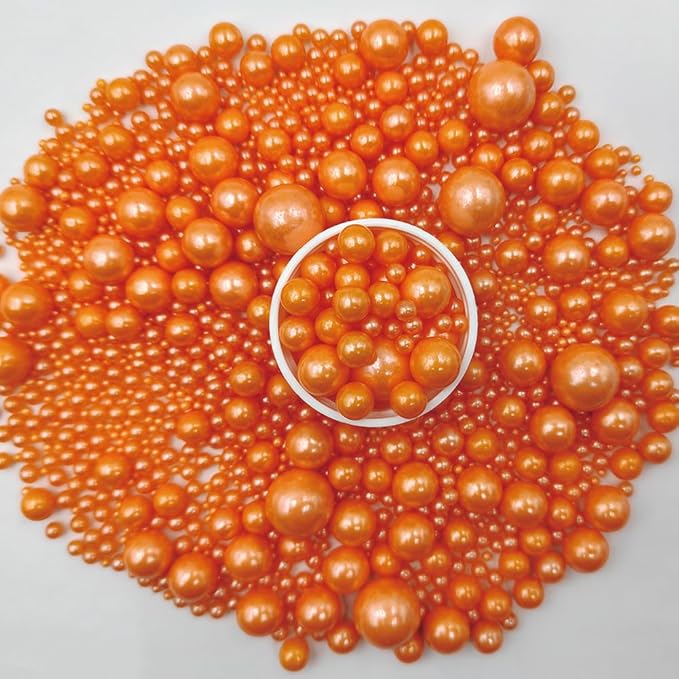 Edible Pearl Sugar Sprinkles Orange Candy Mixing Size Baking Edible Cake Decorations Cupcake Toppers Cookie Decorating Celebrations Wedding Valentines Easter Halloween Christmas Supplies 120g/ 4.23oz