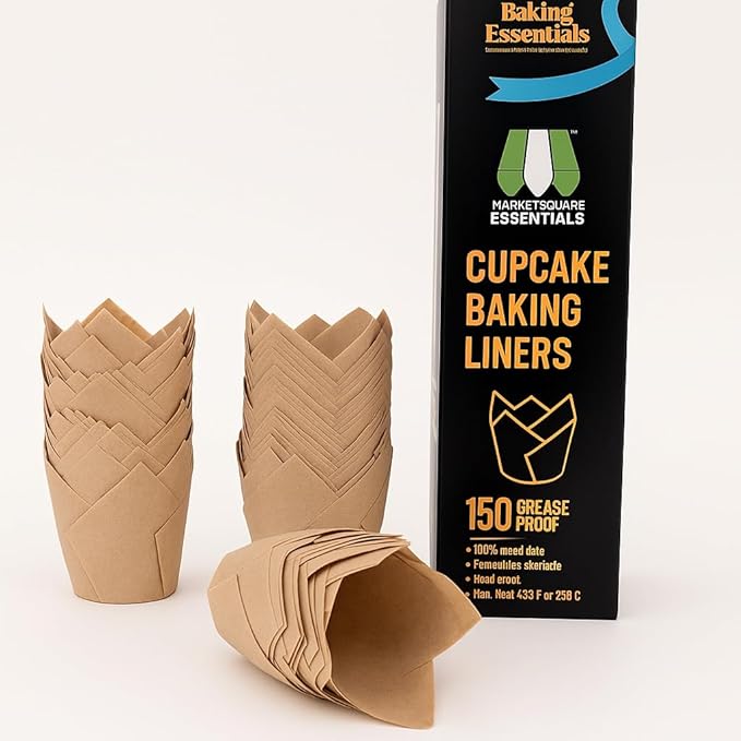 150pcs Beige, Greece Proof Tulip Cup Cake Liner For Baking Cups Parchment Paper Tulip Muffin Liners Cupcake Party Wrapper (Beige)