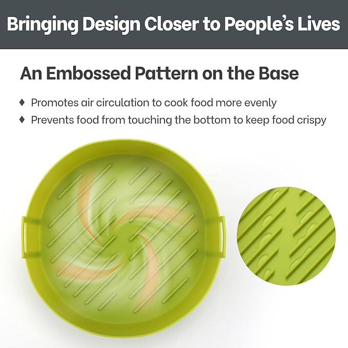 Air Fryer Silicone Liners 4QT For Ninja AF101, 2 Pack BPA Free Platinum Air Fryer Basket Liners with Handle, Round Ninja Reusable Fryer Accessories