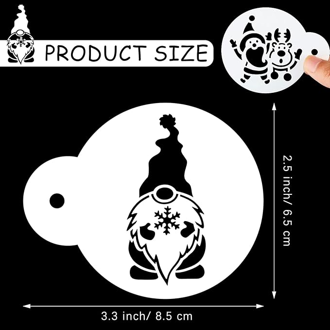 Chinco 30 Pieces Reusable Christmas Cookie Stencil Cake Templates Christmas Coffee Stencils Pet Plastic Cake Baking Painting Mould Tools for Airbrush Painting Dessert Coffee Cookies Decoration