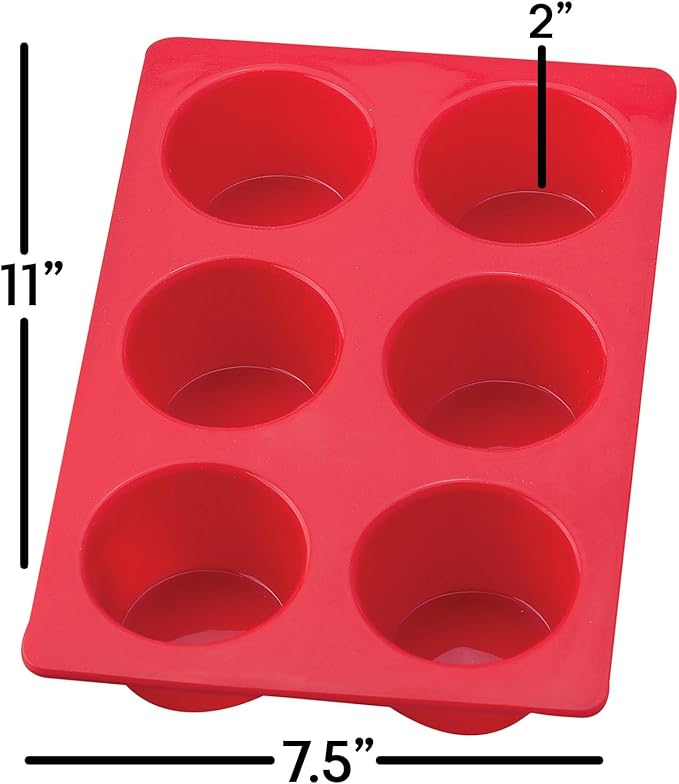 Mrs. Anderson's Baking Silicone 6-Cup Jumbo Muffin Pan, Non-Stick European-Grade Silicone