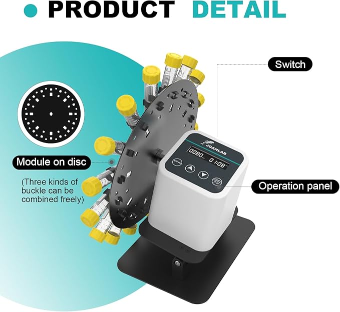 JOANLAB Digital Lab Rotary Rotating Mixer Tube Mixer Shaker for 1.5/2/5/10/15/50ml Adjustable Speed 20-80RPM with Timer