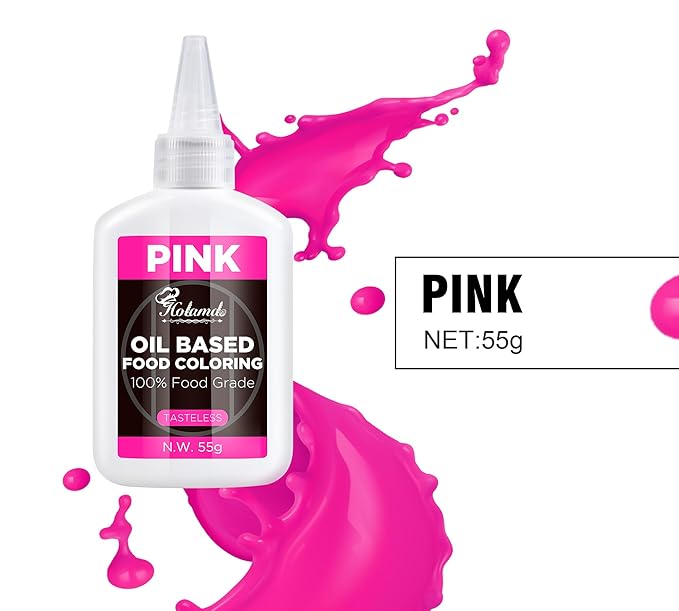 Oil Based Food Coloring Set, Pink Oil Based Food Coloring for Chocolate, Food Grade Food Color Dye for Candy Melts, Baking, Icing, Frosting and Cake Decorating, Flavorless Vibrant - 55g/Bottle