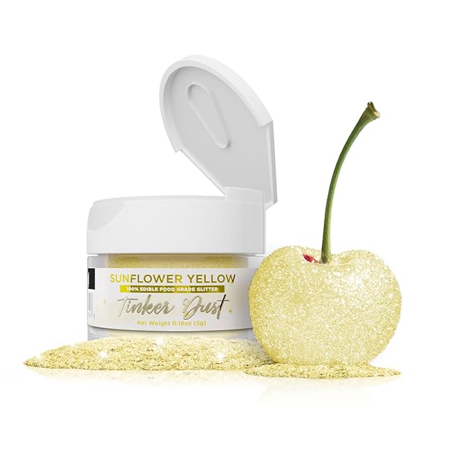 Bakell - Sunflower Yellow Tinker Dust (5g, 1x Jar) Edible Glitter for Food, Desserts, and Beverages!