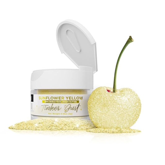 Bakell - Sunflower Yellow Tinker Dust (5g, 1x Jar) Edible Glitter for Food, Desserts, and Beverages!