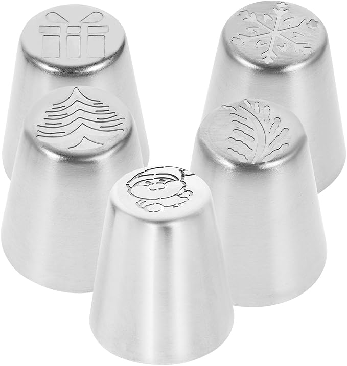 5pcs Christmas Piping Bags and Tips Set， frosting Tips Cake Decorating Kit， baking Supplies for Cookie Cupcake Baking Confectionery Tool for Home Kitchen