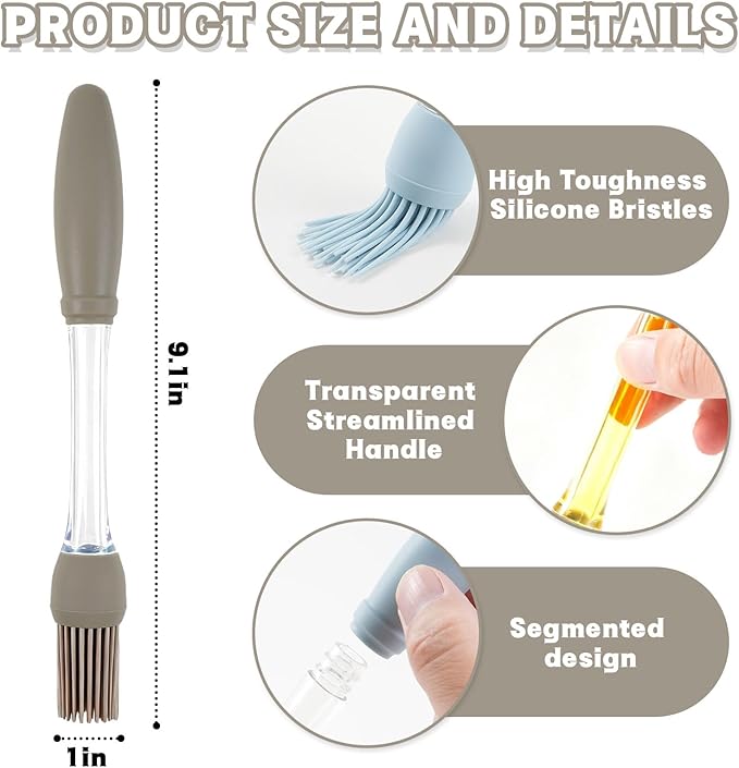 4 PCS Silicone Basting Brush for Cooking | Heat Resistant Non Stick Pastry Brushes | BBQ, Baking & Cooking Tools with Built-in Oil Reservoir for Even Saucing and Basting