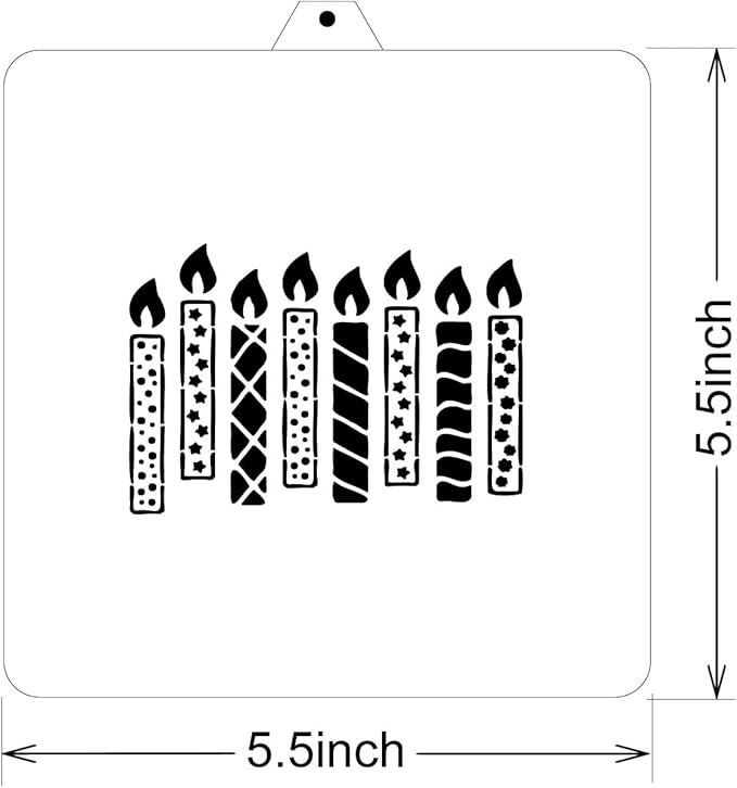 Cookie Cutter and Stencil Set Bundle Kit PYO Cookies Paint Your Own Diy Bakery Fondant Sugar Happy Birthday Wedding Baby Candle Kids Painting Coloring Pages Comb (Happy Birthday Candle)