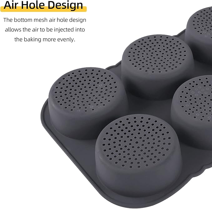 6-cavity Silicone Hamburger Bun Pan, Nonstick Loaf Pan & Heat Resistant Burger Bun Pans for Baking, Bread Pans for Homemade Bread, Bread pans for baking, Easy to Use Burger Pan