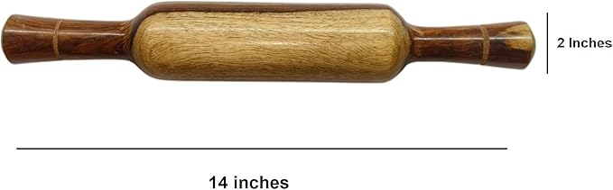 Natural Wooden Non-Stick Rolling Pin for Baking – Perfect for Pie, Cookies,Fondant, PIzza, Pastry Dumpling & Roti-Poori | Classic Belan for Dough Rolling | Thanksgiving Kitchen Gift - 13 Inches