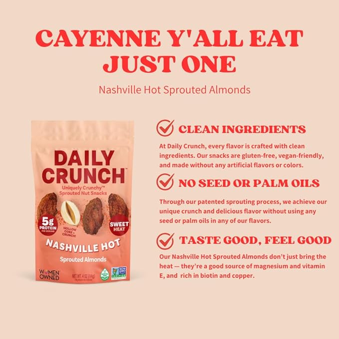 Daily Crunch, Zero Seed Oils, Gluten Free, 4oz (6 Pack, Nashville Hot)