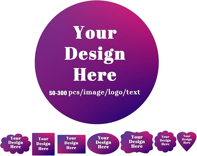50-500 Pack Custom Stickers Personalized Labels, Customized Stickers with Any Image Logo and Text for Business Logo Thank You Labels,1",2",3", 4", 5",6"(Round)