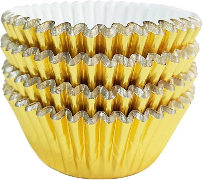 MEETINGU Bright Gold Cupcake Liners, Paper Foil Cupcake Liners Muffin Baking Cups for Standard Baking Cupcakes