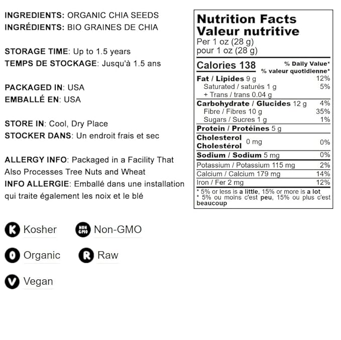 Food to Live Organic Chia Seeds Powder, 2 Pounds Non-GMO Meal, Ground Raw, Cold Milled, Kosher, Vegan, Bulk. Rich in Omega-3, Fiber, Protein. Great as Thicker. For Baking, Salads, Smoothies.