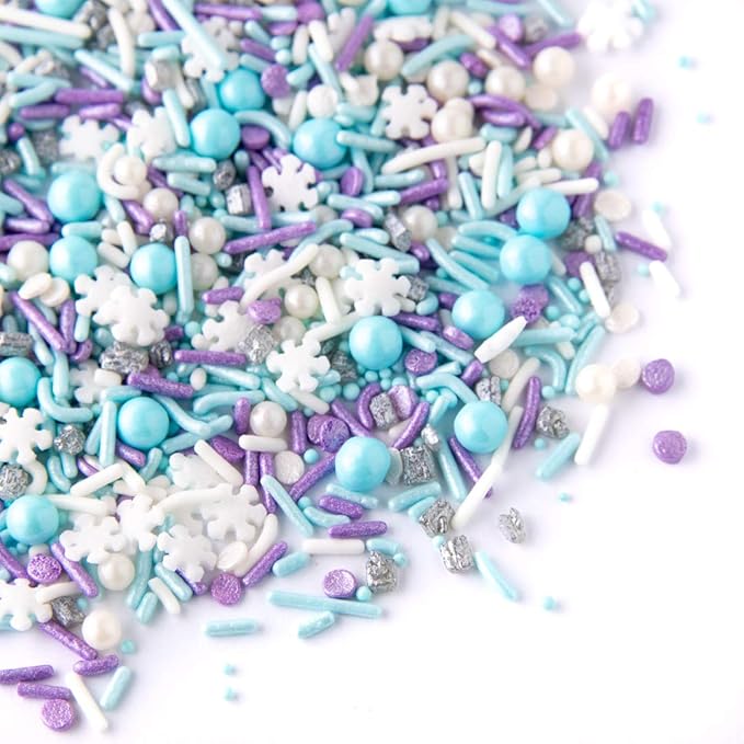 Sweets Indeed Christmas Spinkles, Snowflake Edible Sprinkle Mix, Perfect for Cake Decorations, Baking, Ice Cream, Cookies, Cupcake Topper