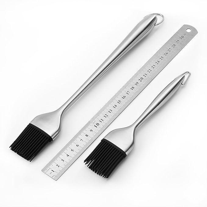 2 Pack Heavy-duty BBQ Basting Brush,12 Inch & 7 Inch-Great For BBQ Meat,Cakes And Pastries