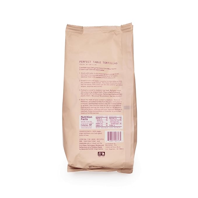 Masienda Heirloom White Corn Masa Harina/Flour 2.2 LB (Pack of 2) - Nixtamalized Corn Flour Perfect for Corn Tortillas, Tamales, Tostadas, Pupusas, Arepas and More. Gluten-Free, Non-GMO, Preservative-Free.