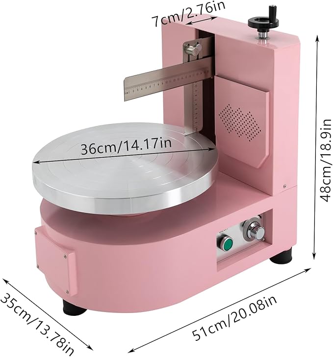 Cake Decorating Coating Machine, 80W Auto Cream Spreading Machine, Cake Cream Smooth Coating Decoration Machines with Adjustable Speed for 4-12 Inch Cakes Dessert Shops (Pink)