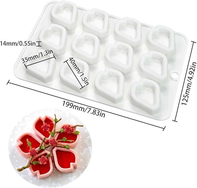mostsom Peach Blossoms 3D Silicone Mold For Baking Non-Stick Sphere Baking Mold For Mousse Cake Fondant Sugarcraft Dessert Pastry Tools (J_ Peach Blossoms)