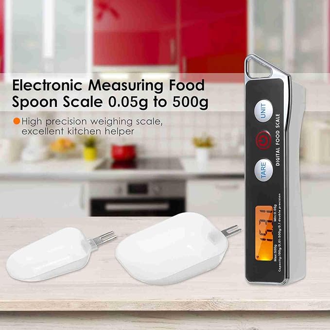 Dioche Digital Measuring Spoon, from 0.05g to 500g Food Scale Gram Measuring Spoons With Measuring Capacity for Home & Bakery (Black)