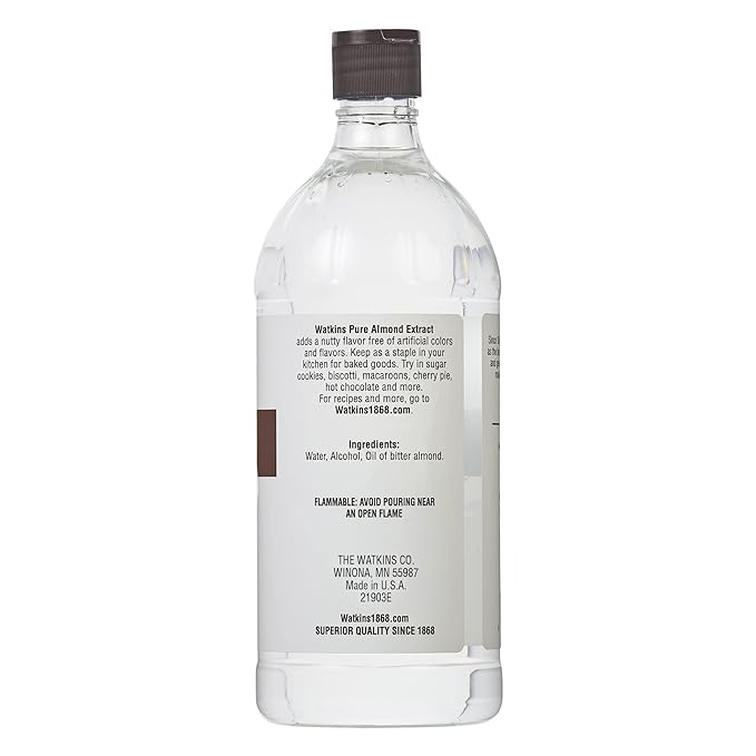 Watkins Pure Almond Extract, 32 fl. oz. Economy Sized Bottle, 1 Count (21903)