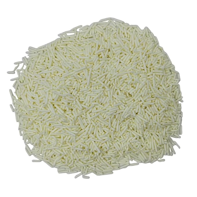 Homankit White Jimmies Sprinkles Edible White Sprinkle Candy Soft Jimmies Toppings for Ice Cream, Cupcake, Cake, Cookie, Dessert Decorating 2.75 Ounces