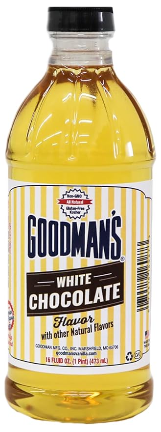 Goodman's White Chocolate Flavor - Gluten-Free, Non-GMO, Kosher - For Keto and Plant-Based Recipes - Ideal for Cakes, Cookies, Hot Chocolate, Cocktails, and More! Low Carb & Low Calorie (16oz Bottle)