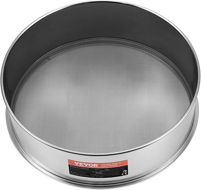 VEVOR Flour Sieve Fine Mesh, 40 Mesh Sifter, 304 Stainless Steel Sifter Food-grade, Dia. 12.6" Fine Mesh Strainers for Baking, 5 Sizes Mesh hole for Mungbean, Rice, Flour, Pearl Powder