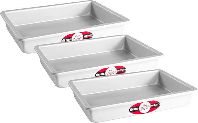 Fat Daddio's POB-7112 Sheet Cake Pan, 7 x 11 x 2 Inch, Silver (Pack of 3)
