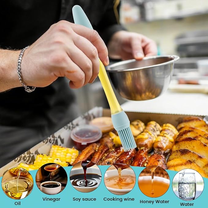 4PCS Silicone Oil Brush Basting Pastry Brushs for Cooking,Heat Resistant-Pastry-Brushes,Baking,Food-Brush Grilling Tool Basting-Brush for Baking Cooking Kitchen Gadget Outdoor Use