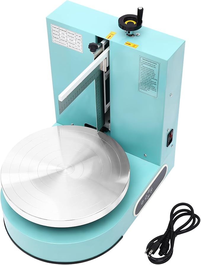 Cake Decorating Machine, 200W Automatic Cake Cream Spreading Machine for 4-12 Inch Cake Icing Machine, Adjustable Scrapers,Low Noise Cake Frosting Machine, for Cake Shops, Dessert Shops (Green)