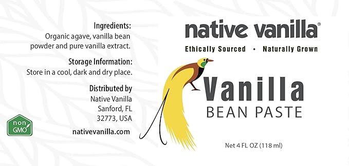 Vanilla Bean Paste - Native Vanilla - All Natural Pure Vanilla Bean Paste - Made with Organic Agave Syrup - For Cooking, Baking & Desserts - 100% Vegan & Kosher - Non-GMO & Gluten-Free - 4 oz (Pack of 2)
